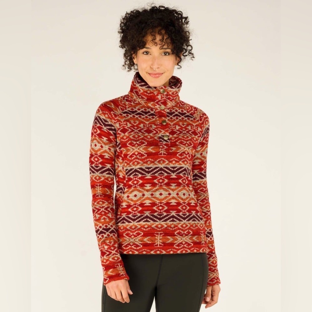Women's Red Patterned Sweater - Picture 4 of 15
